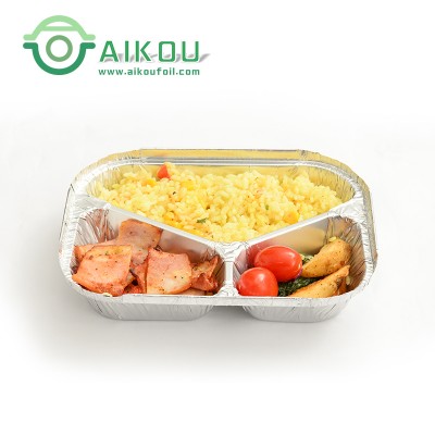 Disposable fast food divider food container aluminum lunch box